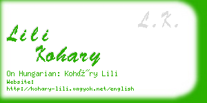 lili kohary business card